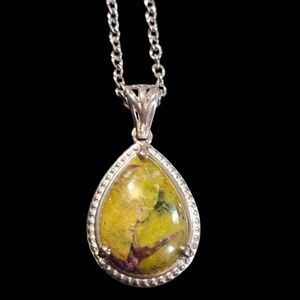 Tasmanian Stichtite Sterling Silver Pendant w/Stainless Steel 20" Chain